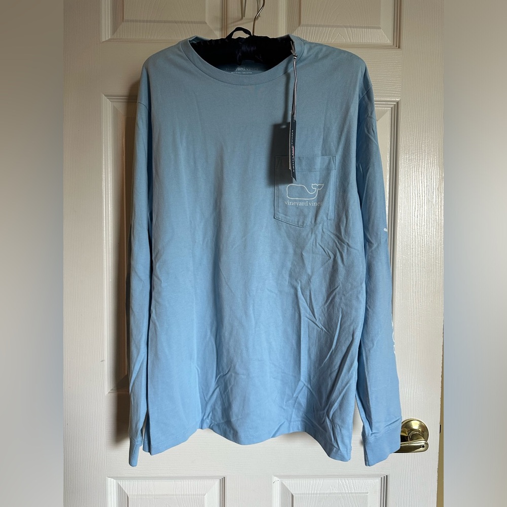Vineyard Vines Men's Long- Sleeve Light Blue Tee Size S NEW WITH TAGS